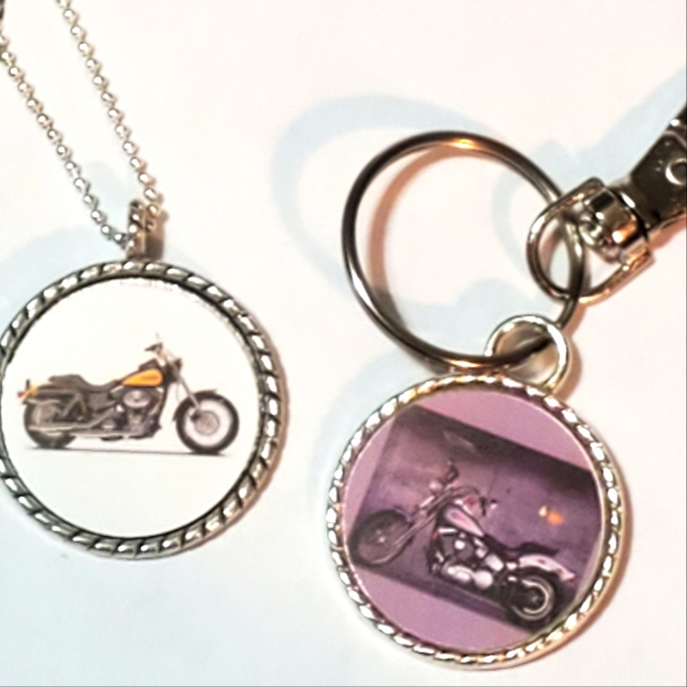 Motorcycle necklace or keyring multiple designs